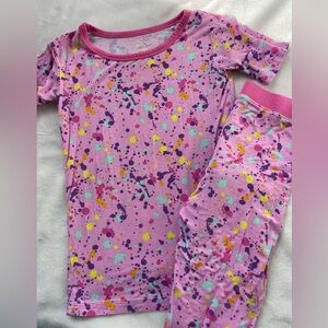 Little Sleepies Pink Paint Party Bamboo Matching Colorful Pajama Set